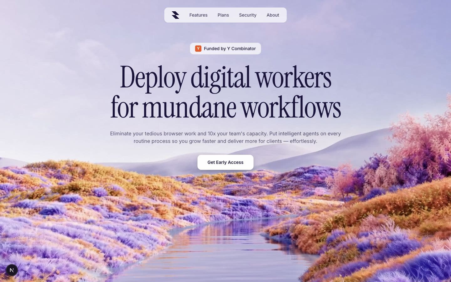 Axon landing page hero showing digital workers for mundane workflows