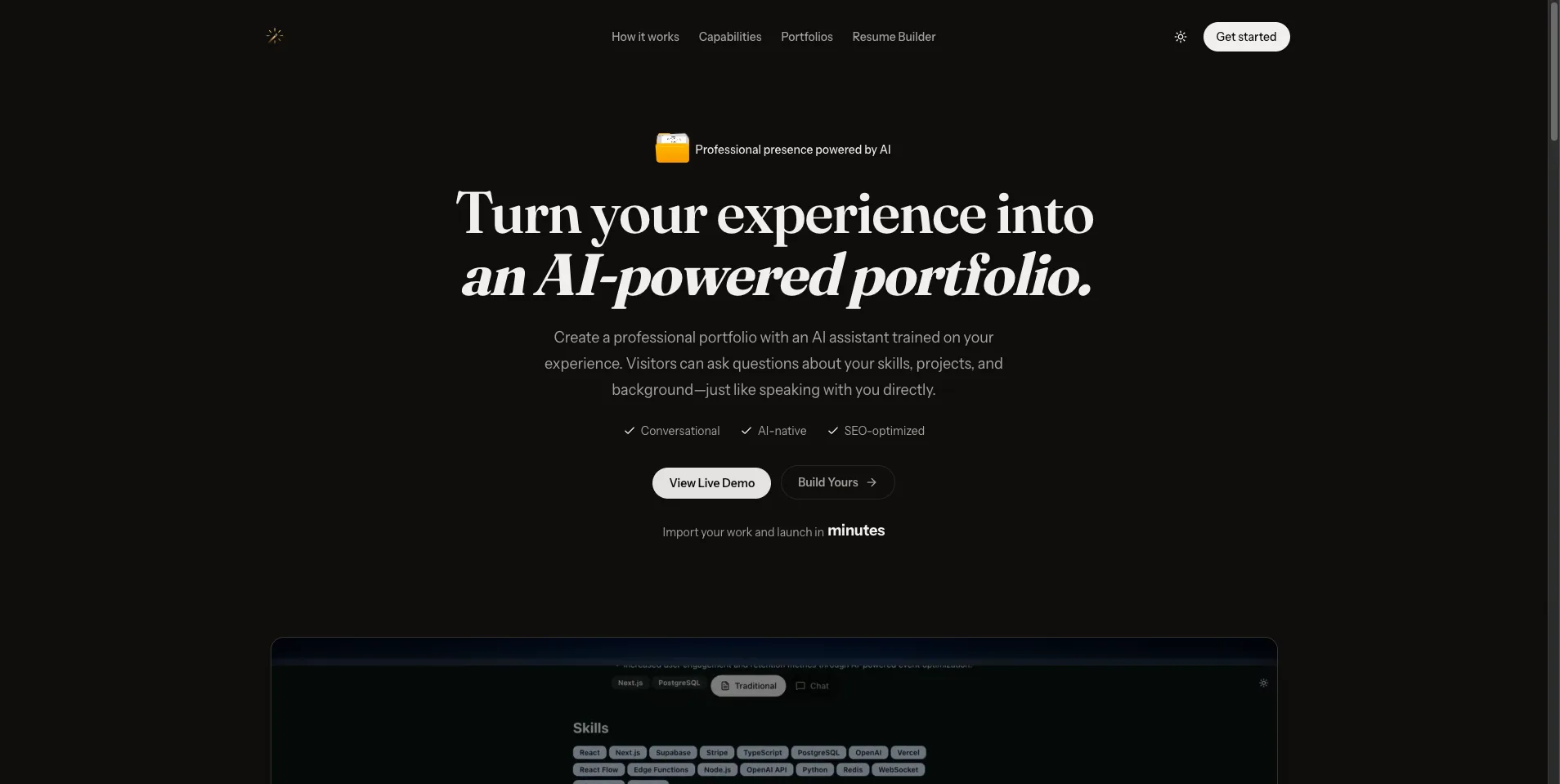 PortfolioOS homepage generated with Squid