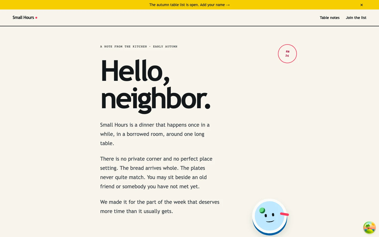 Preview of Small Hours — Community Table